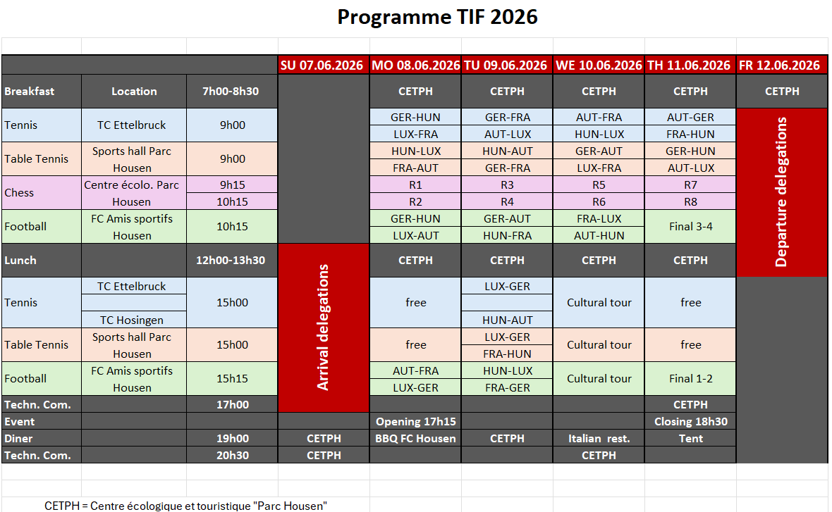 Event Programme Schedule